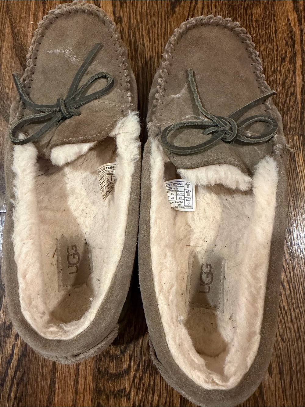 UGG Women's Chestnut Suede Moccasin Slippers with Shearling